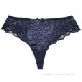 Fancy Jacquard Satin Low Waist Thongs Girls Lace Panties in